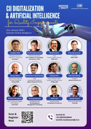 speakers for the CII Conference on Digitalization & Artificial Intelligence for Quality Improvements! This year, we bring together thought leaders, industry experts, and innovators who are transforming the landscape of quality improvement through digitalization and AI.